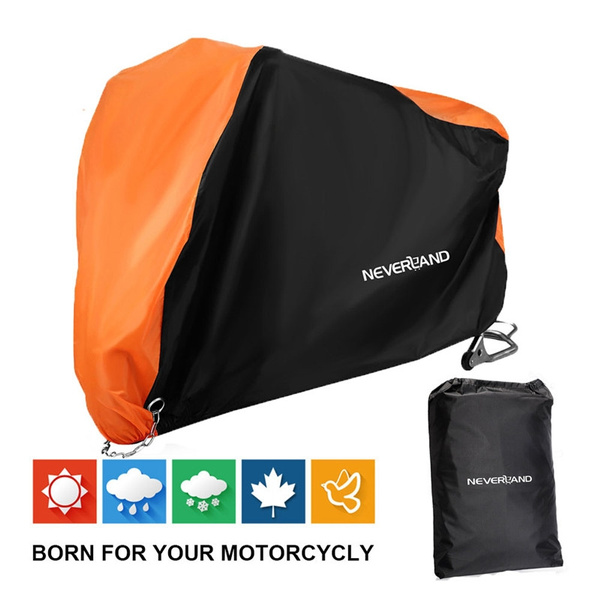 Black & Orange NEVERLAND Motorcycle Cover,Outdoor Waterproof Oxford Cloth UV Dust Protector lockable Bandage,scooter Cover Fit less than 86 Scooter,Small Displacement Off-Road Bike 