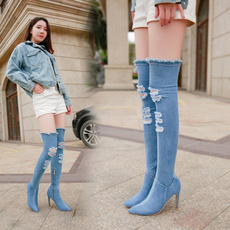 sexyboot, Knee High Boots, demin, Slim Fit