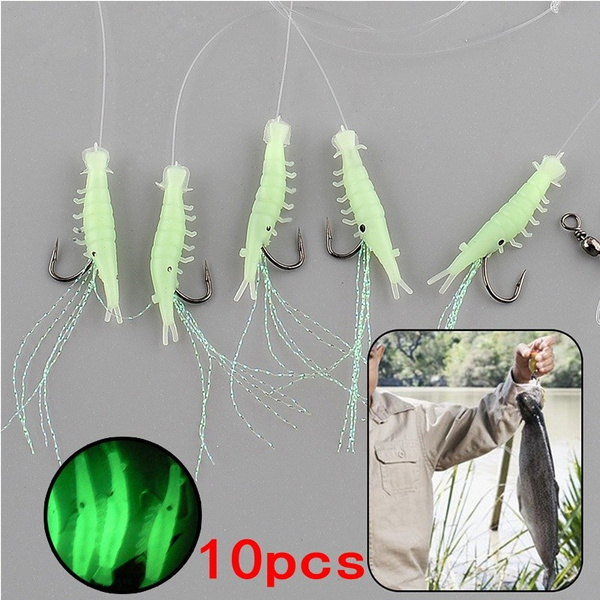10pcs 4.9cm Soft Rigs Fishing Lure Glow In The Dark Luminous Shrimp
