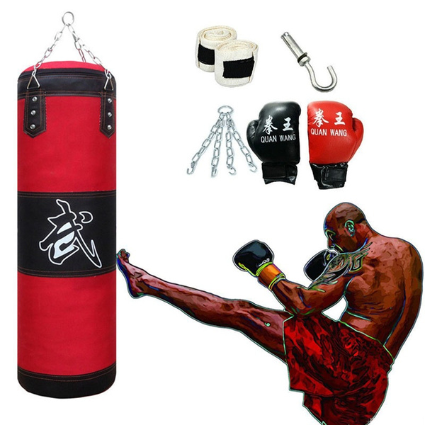 Full Heavy Boxing Punching Bag Training Set Kicking Workout GYM Sandbag Empty 