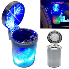Car Cigarette Ashtray for Cup Holder Car Air Vent Cigarette Ashtray with LED Light Color Changing and Cover for Cars