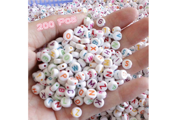 200 Pcs 7mm Round Alphabet Beads Acrylic Bead Letters Mixed Colorful DIY  Letter Interval Beads for Bracelet Accessories for Jewelry Making