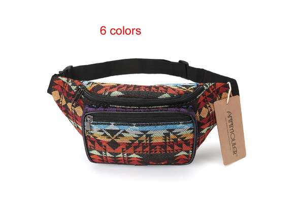 Devise tackle sædvanligt 6 Colors Women Fanny Pack Tribal Aztec Waist Packs Fabric Double Pocket  Waist Belt Bags | Wish