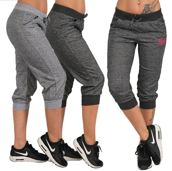 New Plus Size Women's Summer Fashion Sport Casual Loose 3/4 Pants Baggy  Harem Pants Trousers Jogging Pants