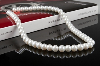 Genuine cultured freshwater 7-8mm oblate pearl necklace 42cm #SCLM LTD,.#