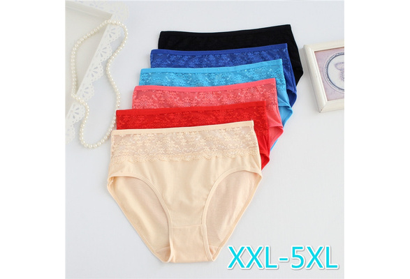 Mid Waist Plus Size XXL 3XL 4XL 5XL Women Cotton Underwear Big Size Lace  Breathable Briefs Ladies' Panties