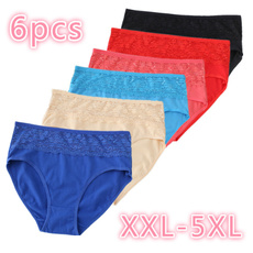 6pcs/lot Mid Waist Plus Size XXL 3XL 4XL 5XL Women Cotton Underwear Big Size Lace Breathable Briefs Ladies' Panties