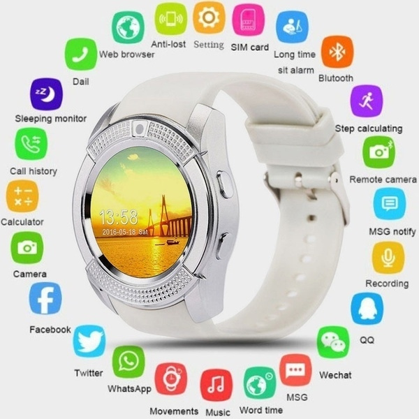 V8 Bluetooth Smart Watch Phone Mate Round Touch Screen SIM GSM Sport Watch  for Android IOS | Wish