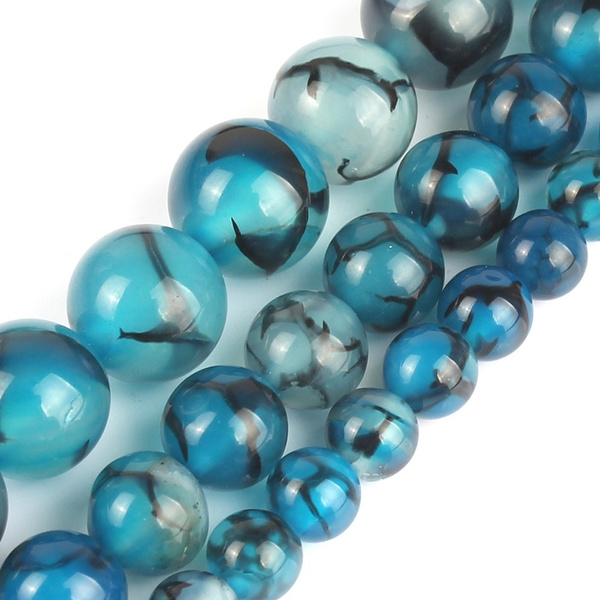 Natural Blue Stripe Agate Beads For Jewelry Making Round Loose Beads For  Jewelry Making DIY Bracelet Necklace