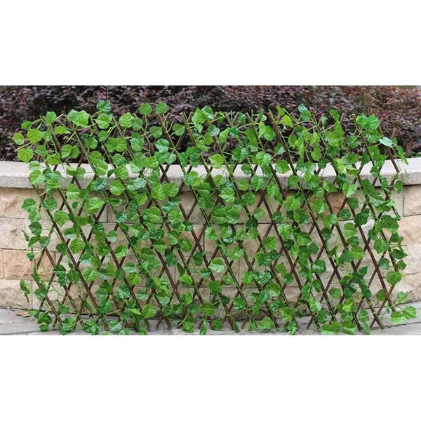 Trellis Fence Expands 200cm Long w/ Artificial Ivy Leaf UV Protected Garden