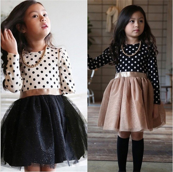 black and white polka dot dress long sleeve