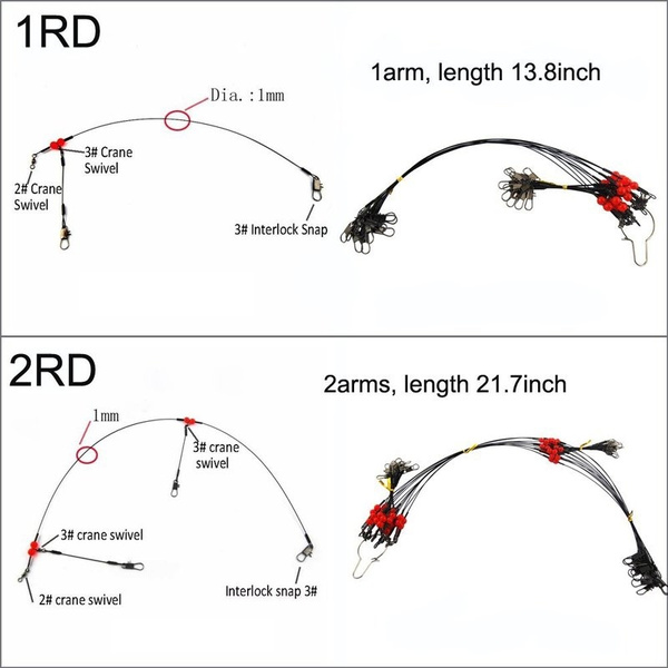50pcs Stainless Steel Fishing Wire Leader Rigs Leaders with Snap Swivel 6kg-17kg 