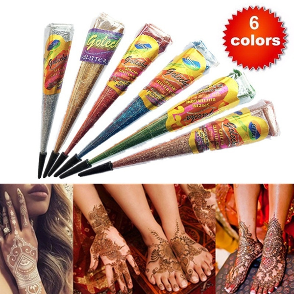 Gold Glitter Gel Cones Henna Tattoo Body Art Henna Gilding UK SELLER jx |  eBay