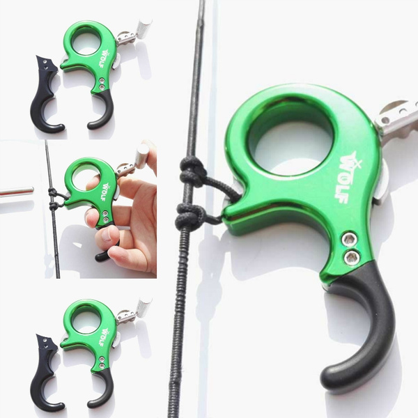 Archery 3 Finger Bow Release Aids Caliper Thumb Trigger Grip Compound Bow U 