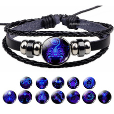12 Zodiac Sign Scorpio black Bracelet Men Women Punk Woven Bracelet Constellation Bracelet Charm special gift