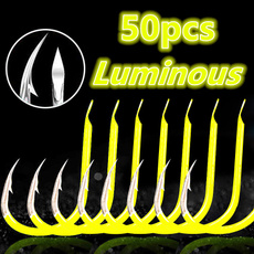 50pcs Luminous Fishing Hooks Carbon Steel Glow In Night Fishing Hooks