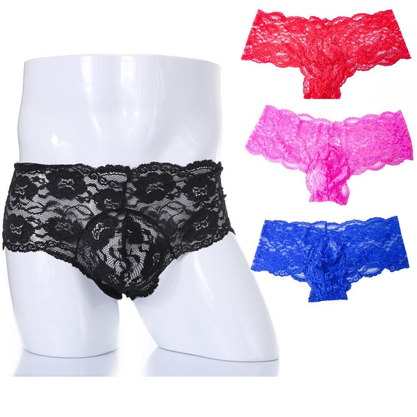 Underpants 2023 Men'S Sexy Lace Transparent Boxer Low Waist Underwear  Penis Pouch Boxers Ropa Interior Hombres Wholesale From 10,03 €
