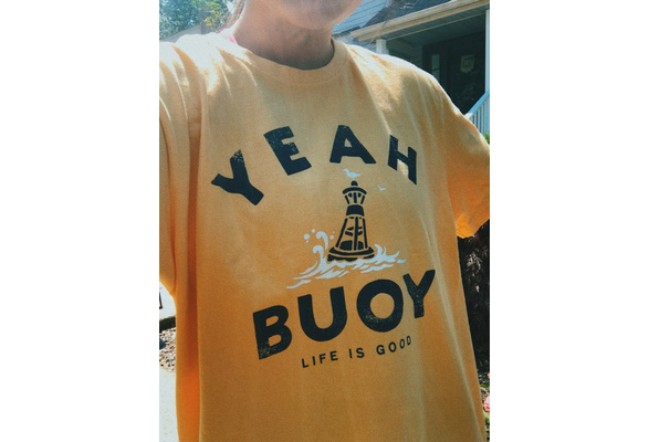 Yeah Buoy Life Is Good Yellow Aesthetic T-Shirt Women Tumblr Fashion 90s  Grunge Tee Cute Beach Top