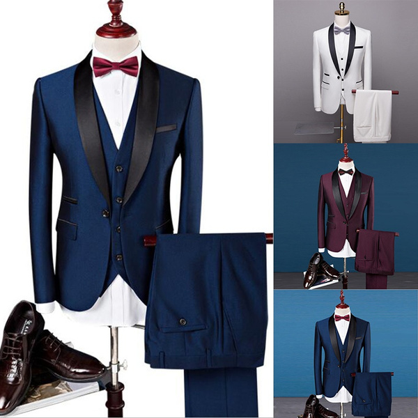 Three Piece Men Suit 2020 Wedding Suits For Men Shawl Collar 3 Pieces ...