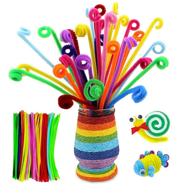 100pcs/lot bendaroos Montessori Materials Math Chenille stems Sticks Puzzle  Craft Children Pipe Cleaner Educational Creative Toy