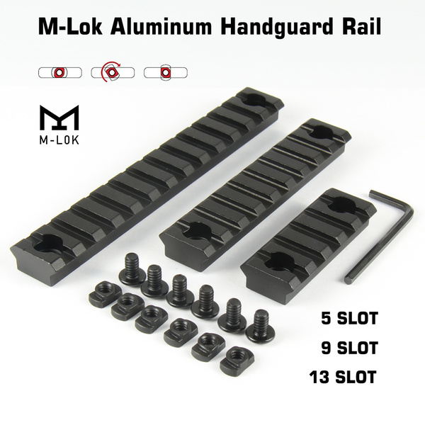 Mloc Picatinny Rails Set, 3 5 7 9 11 13 Slot Aluminum Mlock Picatinny Rail  Section Accessory with 13 T-Nuts & Screws, 3 Allen Wrench - 6 Pack 