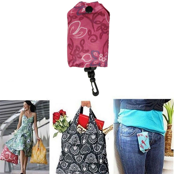 1Pc Grocery Storage Handbag Foldable Key Chain Tote Pouch Reusable Shopping Bags