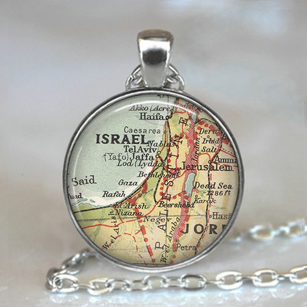 Israel Map Pendant Map Jewelry - Large 