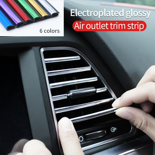 AOWIS Car Air Conditioner Vent Outlet Trim Strip DIY Decoration Chrome Trim Strip Line Car Shiny Accessories 10PCS Silver 