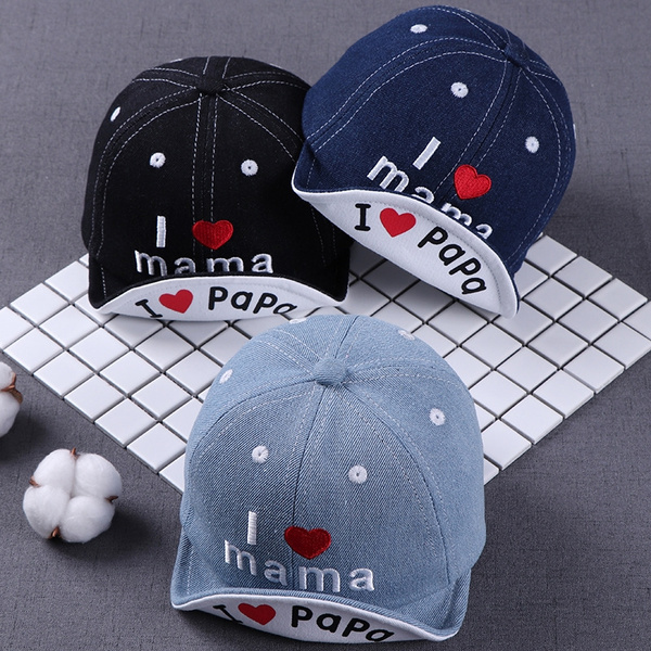 Baby Denim Baseball Cap I Love Mama 