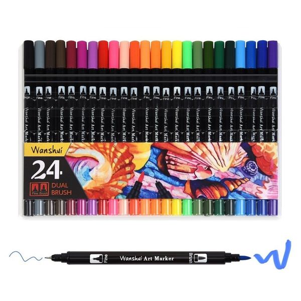 Art Markers, 24 Colors Adult Coloring Books Drawing Colored Pens