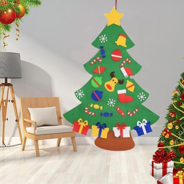 Large Kids DIY Felt Christmas Tree Ornaments Xmas Gifts Wall Hanging Decor US 