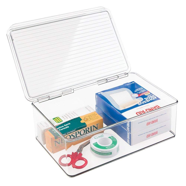 Storage Box Organizer for First Aid Kit, Medicine, Medical, Dental Supplies  - Large, Clear