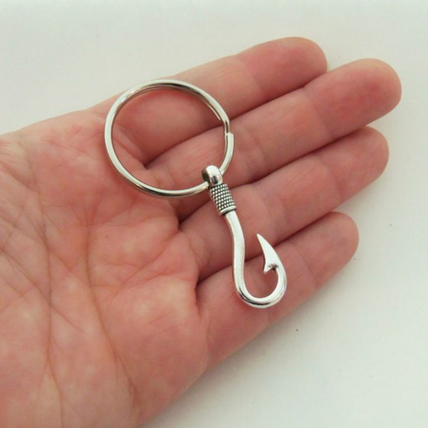 Fish hook keychain, fishhook keychain, fish hook key chain, fishhook  keyring, fish hook key ring, nautical, fathers day gift, fishing hook
