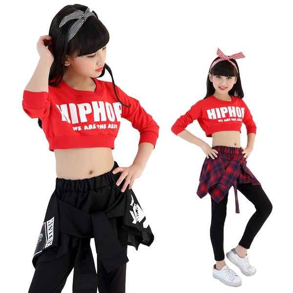 Kids Girls Spring/Autumn Set 2021 Latest Girl Sports Hip Hop Set Black  Christmas Two Piece