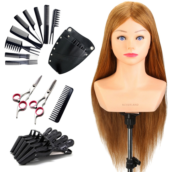 AIMEI 30'' Long Hair Styling Head Doll Hairdressing Training Head Mannequin  Hairstyles Doll + Clamp Hairdresser Mannequin Head