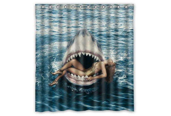 Mouth Shower Curtain 66 X72 Inches, Great White Shark Shower Curtain