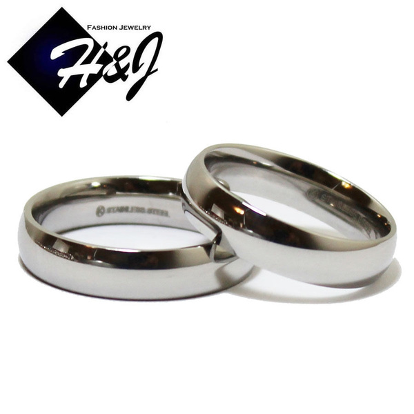 MODOU Promising Wedding Band Rings Set Stainless Steel Jewelry Size 5-9 2PCS 