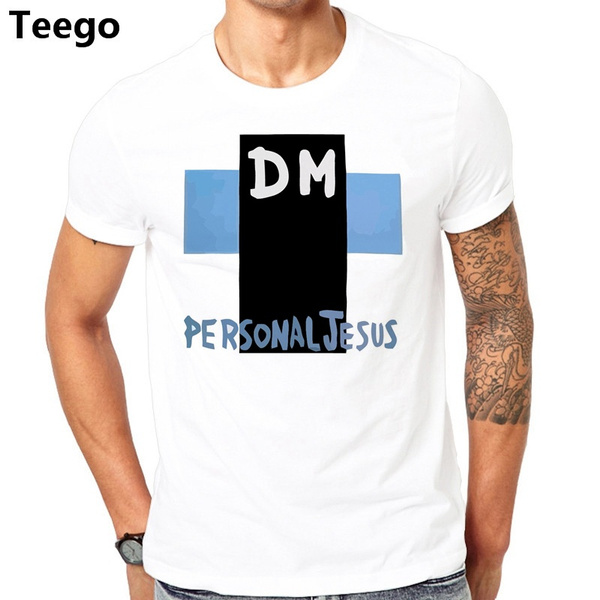 Personal Jesus T shirt Men Cross DM T shirt Male Depeche Mode Tees Summer raglan Sleeve Music Band Top Clothing ringer Tee