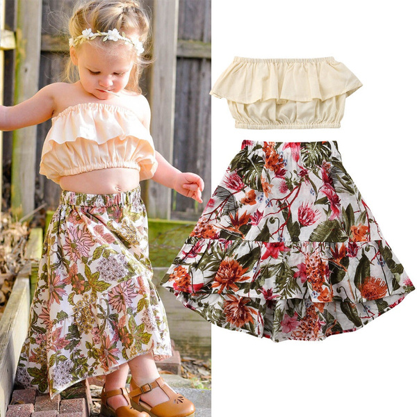 crop top with long skirt for baby girl