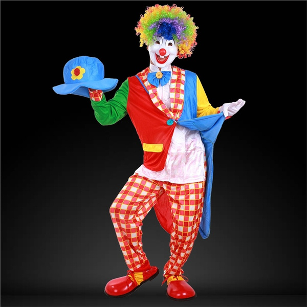 DOTTED CLOWN ADULT COSTUMES RED CIRCUS CLOWN JESTER MAN JUMPSUIT COSTUME 55052 