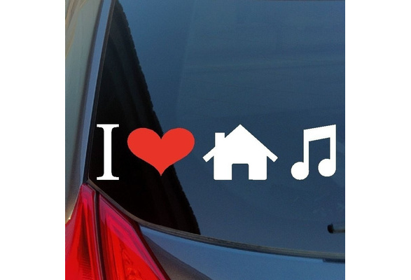 I Love House Music vinyl sticker decal heart DJ edm edc trance dubstep mix club 