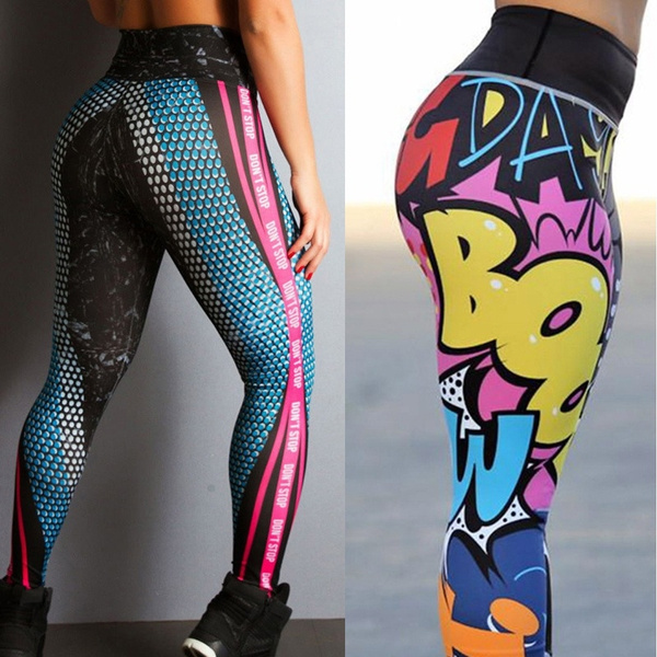 Printed Fitness Sports Yoga Pants High Waist Exercise Pencil Pants