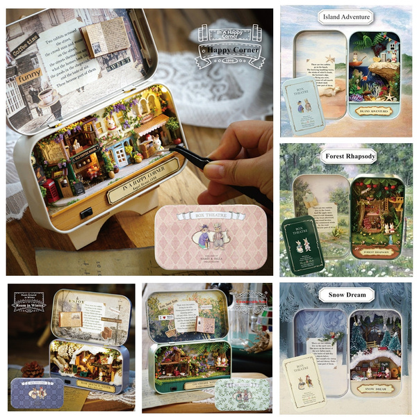 Diy Dollhouse Miniature Kit Led Box Theater Toy Doll House Room Creative Gift Wish