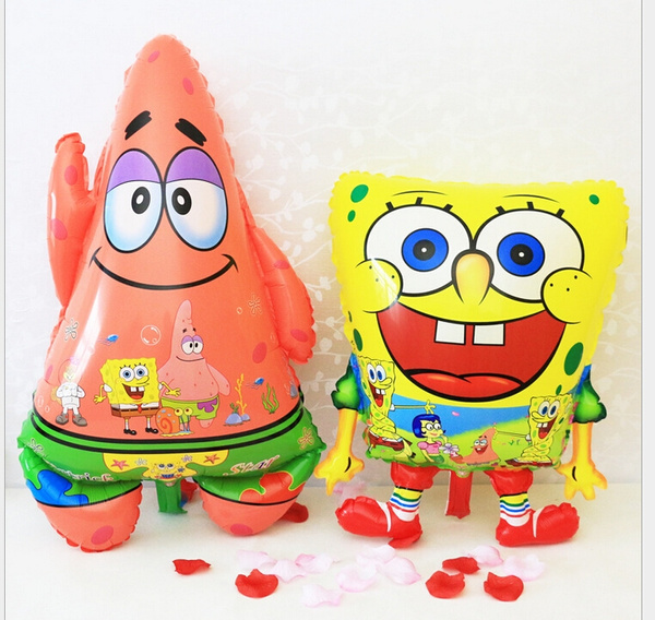 1Pcs Cartoon SpongeBob Patrick Star Foil Balloons Red Foot