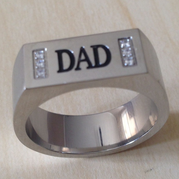 Size 7-15 Stainless Steel DAD's Ring Signet Father's Day Gift Birthday Family 