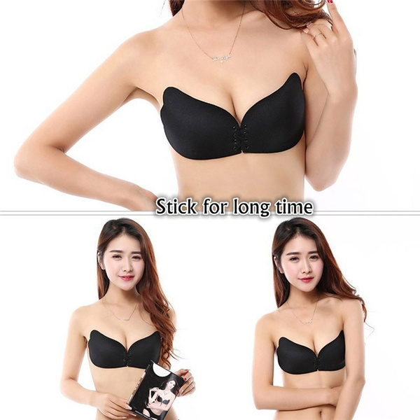 fashion Women Push Up Silicone Strapless Invisible Bra Backless Bras (Cup A  B C D)