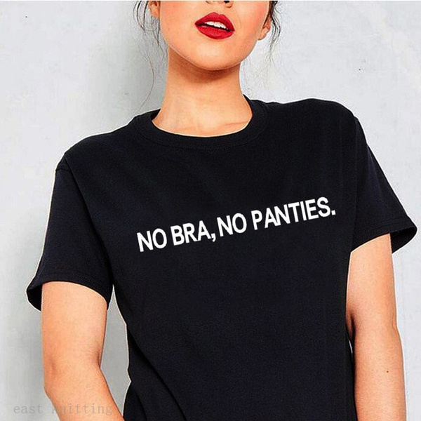 NO BRA, NO PANTIES (black letters version)' Women's Plus Size T-Shirt