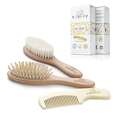 wooden baby brush and comb