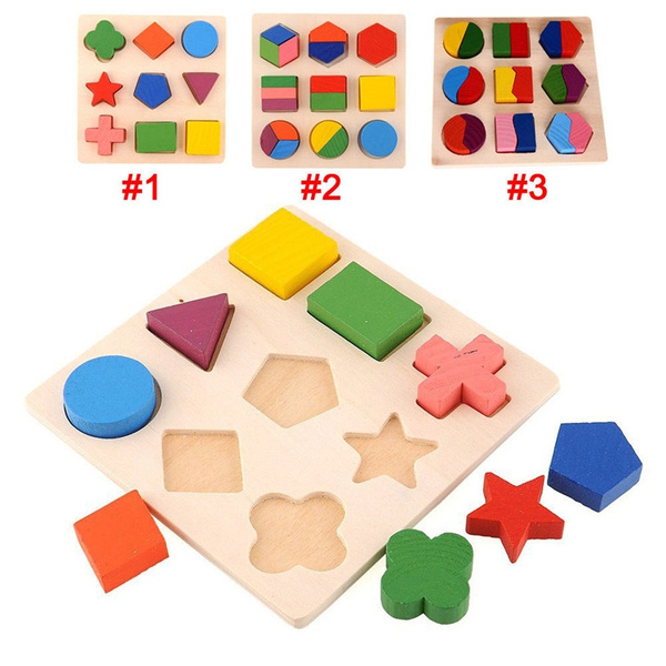 Kids Baby Wooden Learning Geometry Educational Toys Puzzle Montessori HCXM 