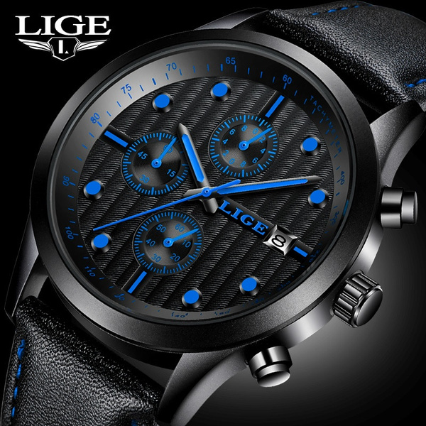 LIGE Montre Homme Watch Men Military Sport Wristwatch Chronograph